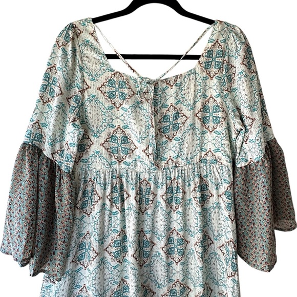 NWT UMGEE MINI TUNIC DRESS BOHO BELL SLEEVE EMPIRE WAIST | SIZE: SMALL - Picture 7 of 10